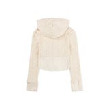 Textured Knit Zip-Up Hoodie [Ivory]