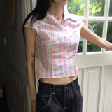 Noche Vintage Stripe Slim Short-Sleeved Shirt