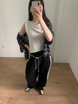 コットンレーストラックパンツ (3color)