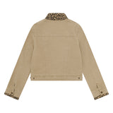 Cleo Leopard Trim Denim Jacket