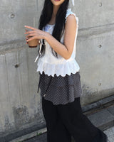 Dot cancan shirring skirt