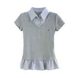 Darel Washed Cowl Neck Frill Top