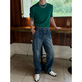[BASIC ITEM] Cable round neck half knit(4color)
