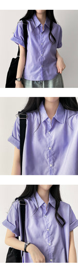 Monran Muji Cropped Short-Sleeved Shirt