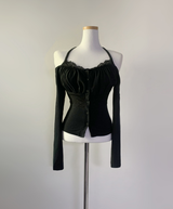 ブライセンレースオフショルダートップ (black)