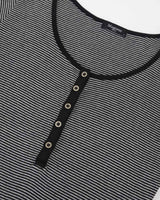 Henley Neck T-Shirt Stripe Black