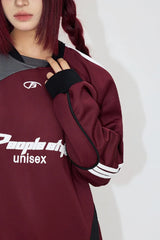 エンブロイダードレーシングカラーブロックロングスリーブ
