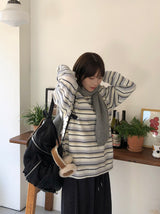 Kentally Stripe Collar Over Wool Knit
