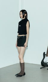 C TURTLE NECK POCKET KNIT VEST_BLACK