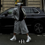 [HFORUS MADE]Layer Shoulder Hooded zip-up IN GREY