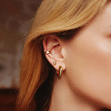 gold puppy shield hoop 14k gold plating + 925 silver earrings E067-09G