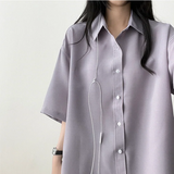 Lori Linen Oversized Fit Short Sleeve Shirt Shirt