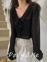 frill see-through cardigan(4color)