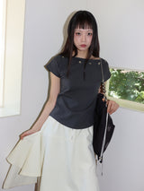 シェルキャップスリーブTシャツ (CHARCOAL)