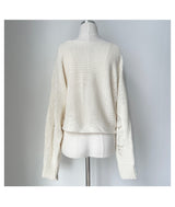  Bohemian damage crop long sleeve knit (5 colors)