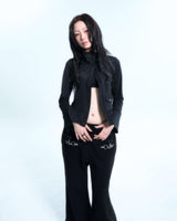 Ruffle Two Way zip-up - Black