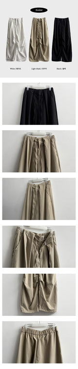 fodi waist banding pintuck wide pants