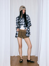 RIBBON TIE CHECK SHIRT