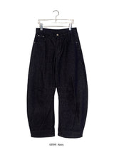 クリームブ カット ピンタック デニム ワイドパンツ