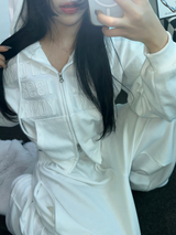 ストリートパッチフーディージップアップ🤎🤍🖤3COLOR