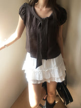 Olive tie blouse