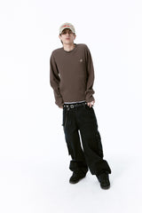 SIGNATURE LOGO WAFFLE L/S TEE (KHAKI)