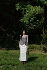 レース ブリーズ ボタン キャミ トップ (WHITE, VIOLET GRAY 2COLORS!)
