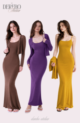 Violet Sleeveless Long Dress Cardigan Set (REGULAR)
