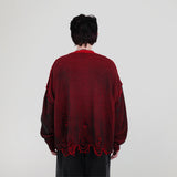 HIERARCHY STUDIOS Chroma - Distressed Red Flux Oversized Knit Sweater