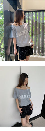 Black dot denim short pants
