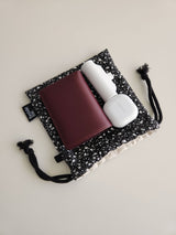 terazzo flat string pouch bag - black M