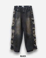 Destroyed Camouflage Denim Pants