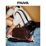 muva. Dundan Bag, Oil‑Wax Leather Strap‑Detail Underarm Bag, Large‑Capacity Premium‑Feel Niche Shoulder Purse for Women, New Arrival Jul 10