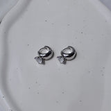 [Hearts2Hearts Ian Piercing] ダイアモンドリングハギーズピアス - Silver Color