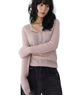 Nata Henley Neck Ribbed Knit Top
