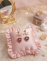 [IVE Leeseo, Jo Yuri Earring] Rosepink Heart and Ribbon Earring