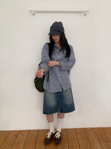 Sapney Incision Denim Midi Skirt