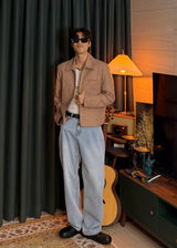 check collar blouson 2COLOR