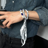 [hand made] paisley bandana knot necklace white