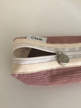 Clam round pencilcase _ Corduroy warm pink