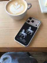 Pony Magsafe Silver Glass Bumper Case(Black)
