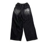 motif pintuck denim pants