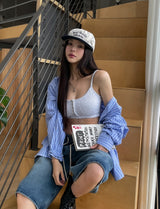 Nor ボタンワッフルクロップトップ (+ With Cup)