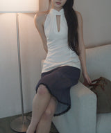 Printed Lace Midi Skirt_Charcoal