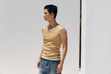 High ribbed logo sleeveless(Mustard)