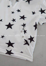 Rabbit ears Star star cropped short-sleeved hoodie