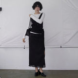 [Aent] H-Line Double-Layer Long Skirt - 3 Colors