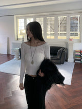 Luna Skin Off-Shoulder Cable Slim-Fit Knit