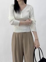 Scani V-neck Button Long Sleeve Knit