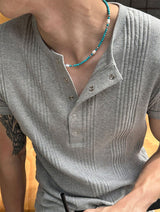[HANDMADE] Aqua stone pearl necklace